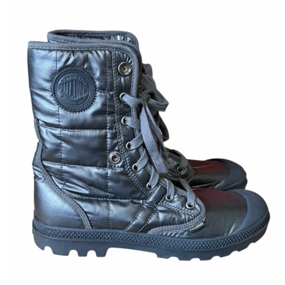 Palladium Pallabrouse Baggy Boots Women's 9.5 Coated Black Foldable Combat Lace‎